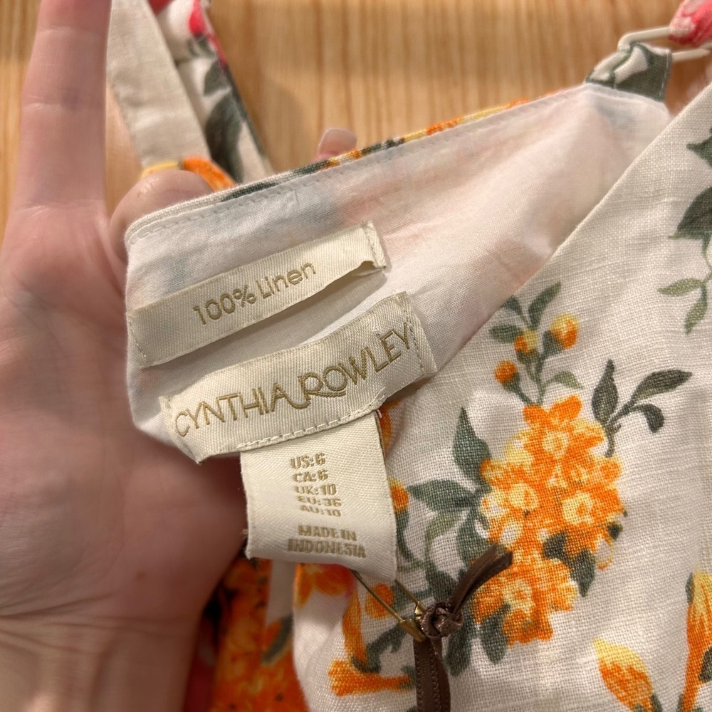 Cynthia Rowley Floral Linen Blend Dress Size 6 - Picture 9 of 15
